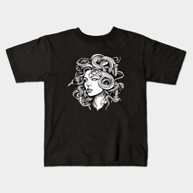 Medusa aesthetic Kids T-Shirt by Pictandra